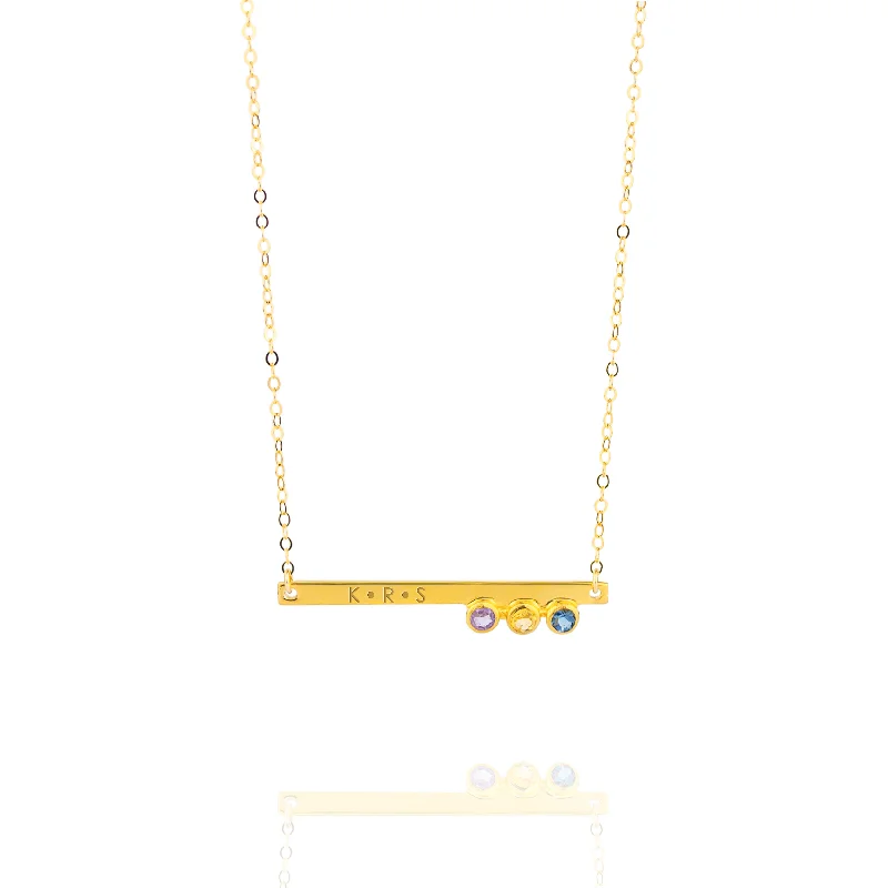 Ladies layered necklaces-Personalized Skinny Bar Necklace for Mom with Kids' Birthstones & Names