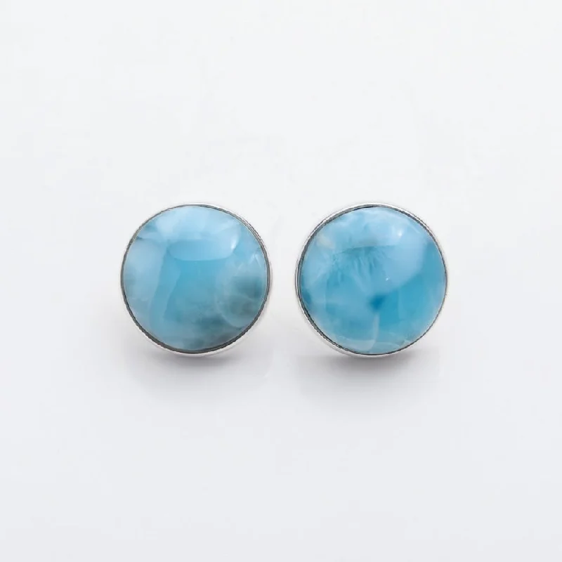 Ladies sterling silver earrings-Larimar Stud Earrings Betty