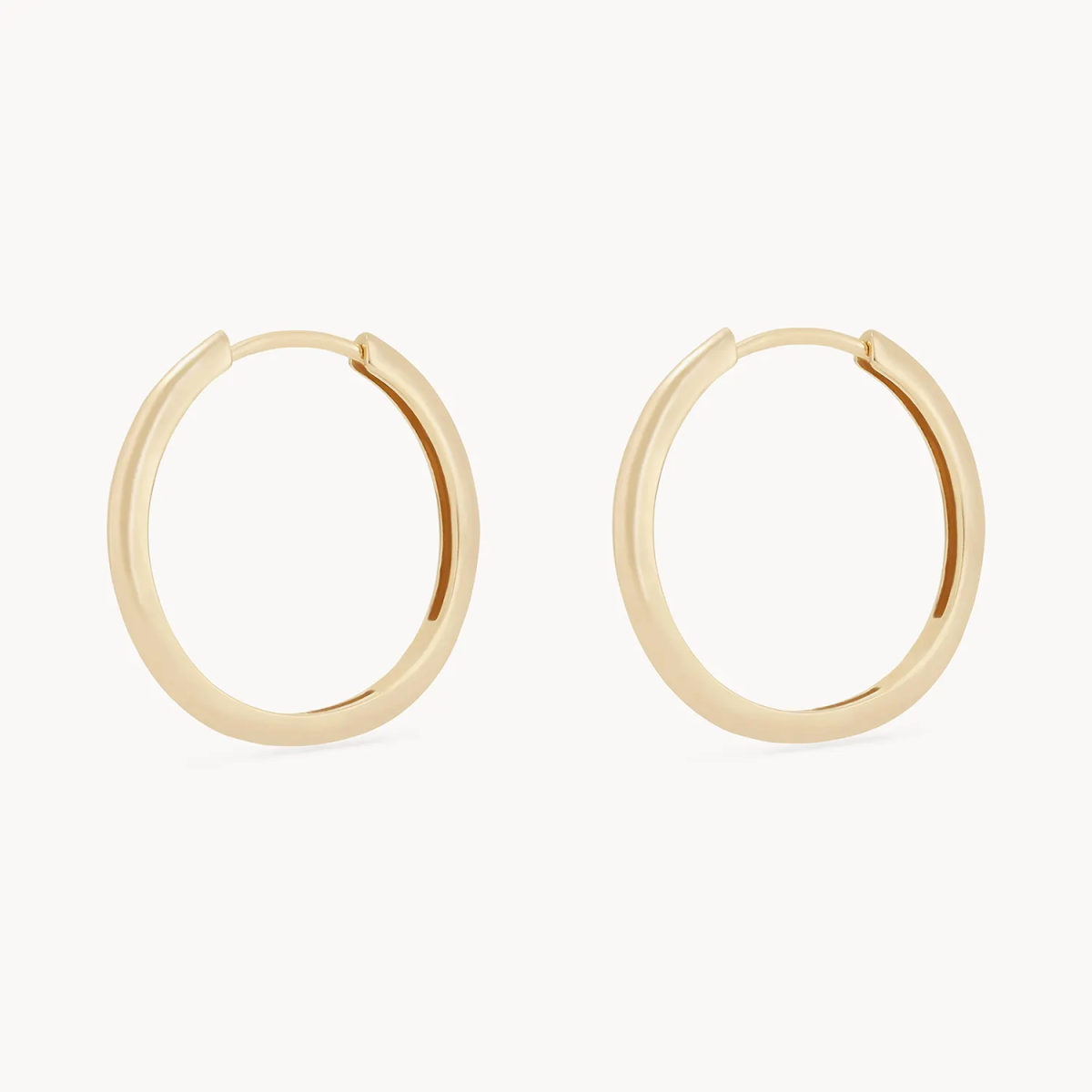 Ladies diamond stud earrings-dagger large hoop - 14k yellow gold hoop