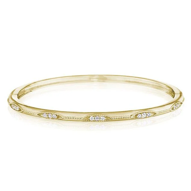 Ladies adjustable bracelets-Thin Diamond And Bead Bangle