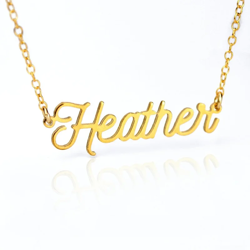 Ladies monogrammed necklaces-Custom Name Plate Necklace in Gold of Sterling SIlver