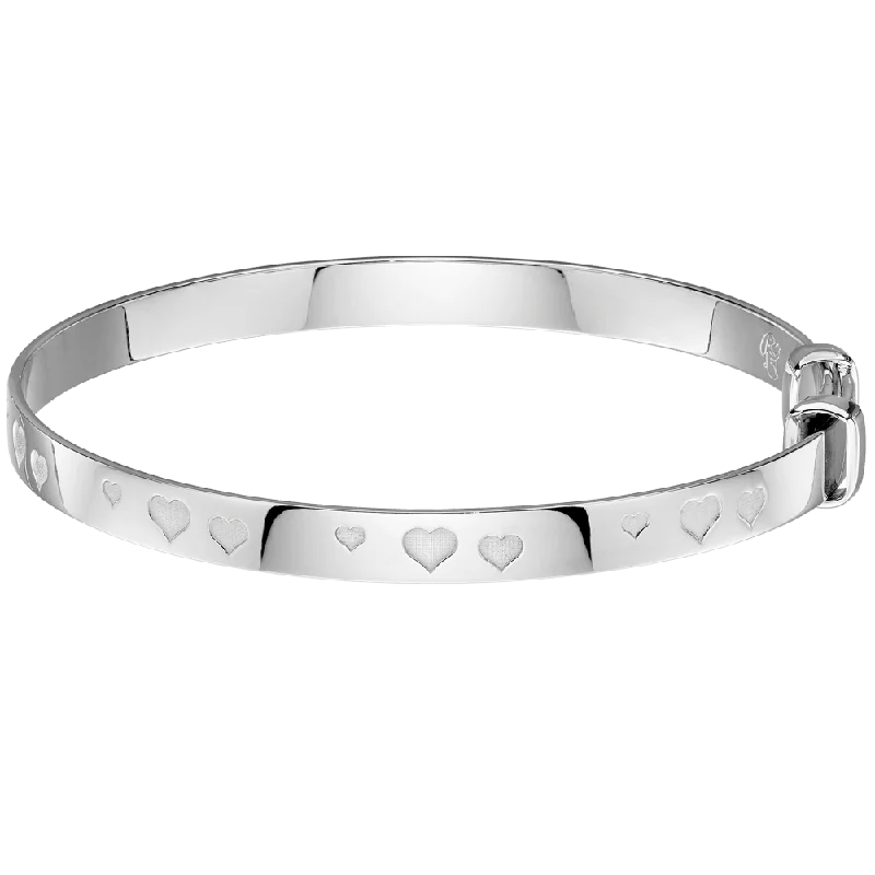 Ladies engraved cuff bracelets-Little Star Mirai- Heart Pattern Baby Bangle