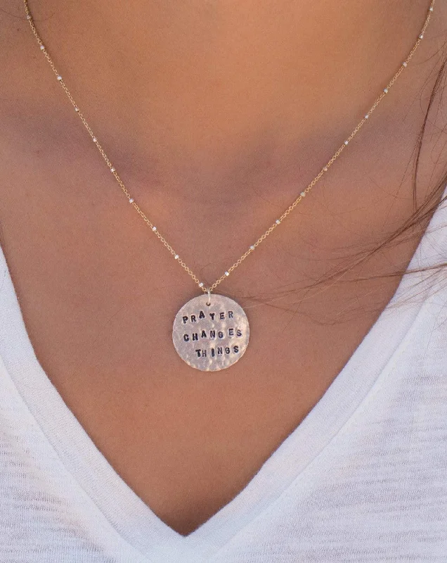 Ladies pearl necklaces-Hand Stamped Disk ~  Sterling Silver~MN030