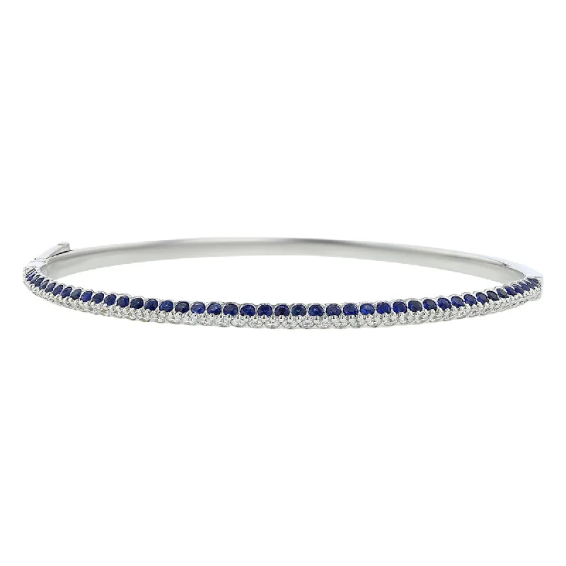 Ladies vintage bangles-Miiori 18K White Gold Sapphire and Diamond Bangle