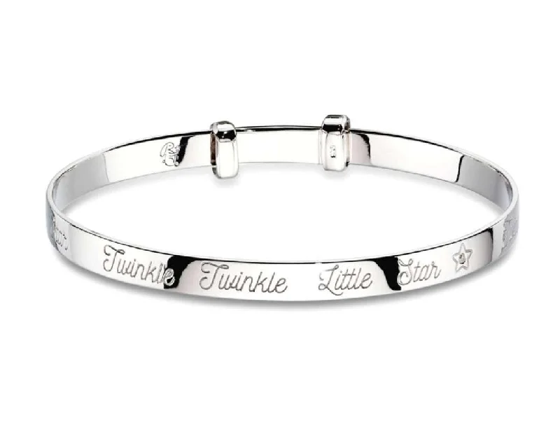 Ladies adjustable bracelets-Little Star Twinkle - Diamond Twinkle Christening Bangle