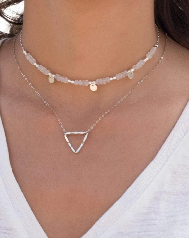 Ladies luxury gold necklaces-Triangle  Necklace Choker ~Sterling Silver 925