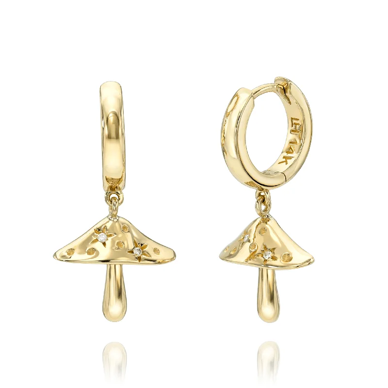 Ladies chandelier earrings-LH x Alice Baby Mushroom Orbit Hoops