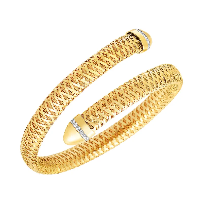 Ladies braided bracelets-18K Primavera Diamond Accent Snake Cuff Bangle