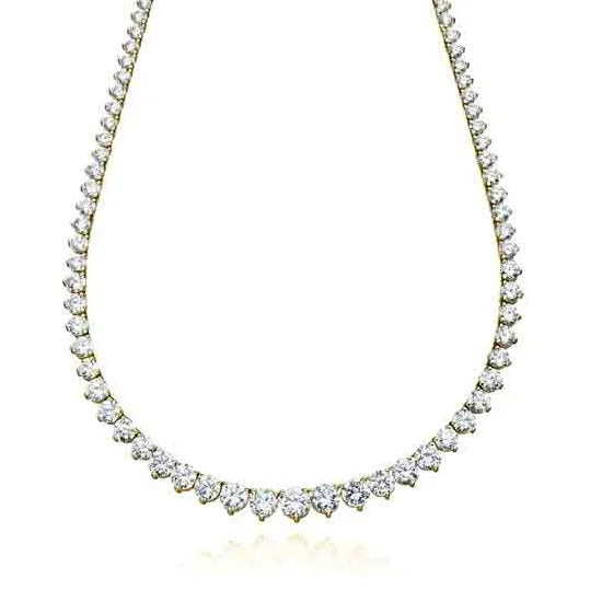 Ladies layered necklaces-Crislu 18KT Yellow Gold Plated Sterling Silver Round Cubic Zirconia 16-inch Tennis Necklace