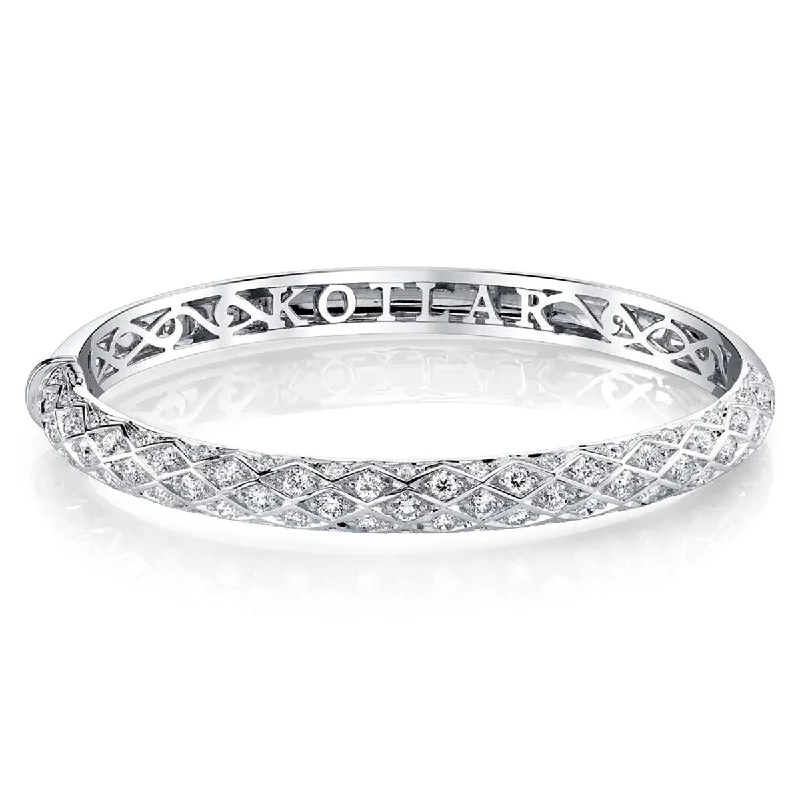 Ladies vintage bangles-Artisan Pave Diamond Criss Cross Halfway Bangle