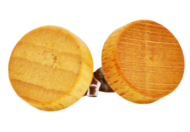 Ladies chandelier earrings-Men's 12mm Genuine Natural Wood Stainless Steel Stud Earrings