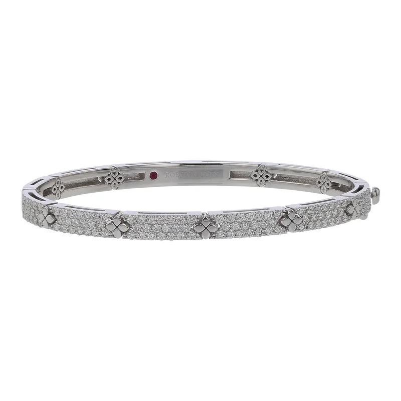 Ladies bridal bracelets-Love in Verona 1.45Ct Diamond Pave Bangle in 18k White Gold