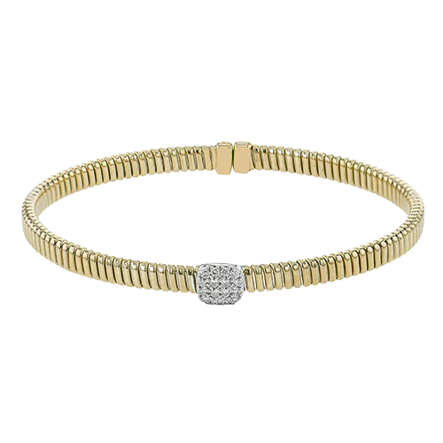 Ladies textured bracelets-Bangle in 18k Gold with Diamonds LB2399