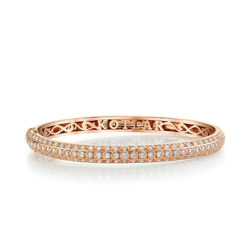 Ladies gold tennis bracelets-Artisan Pave Bangle