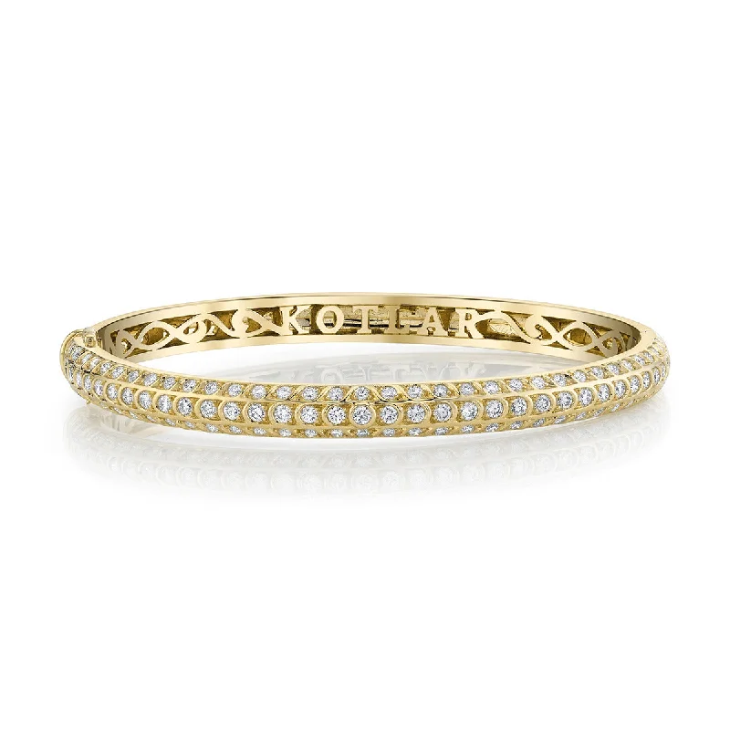 Ladies gold bracelets-Halfway Artisan Pave Bangle