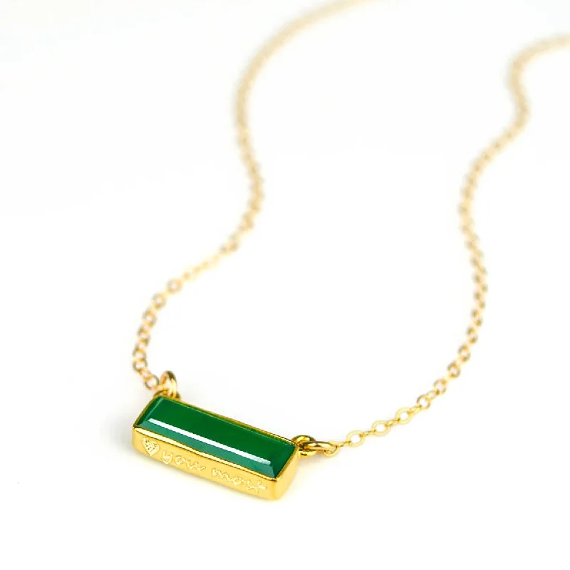 Ladies amethyst necklaces-Green Onyx Bar Necklace : May Birthstone : Adira Series