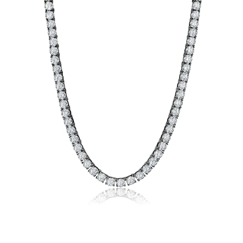 Ladies vintage pearl necklaces-Crislu Black Rhodium Sterling Silver Cubic Zirconia 24-inch Tennis Necklace