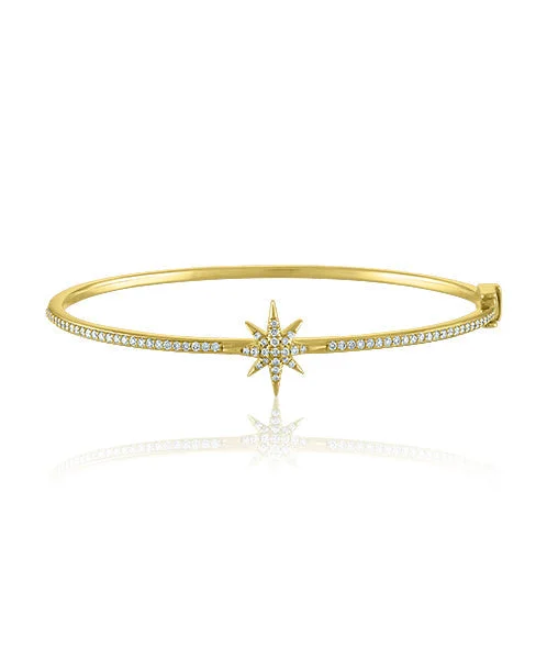 Ladies personalized bracelets-Star Bangle with Diamonds 597-JSA