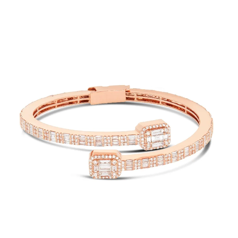 Ladies diamond bangles-14K Gold 7.0ct Baguette Diamond Eternity Bangle