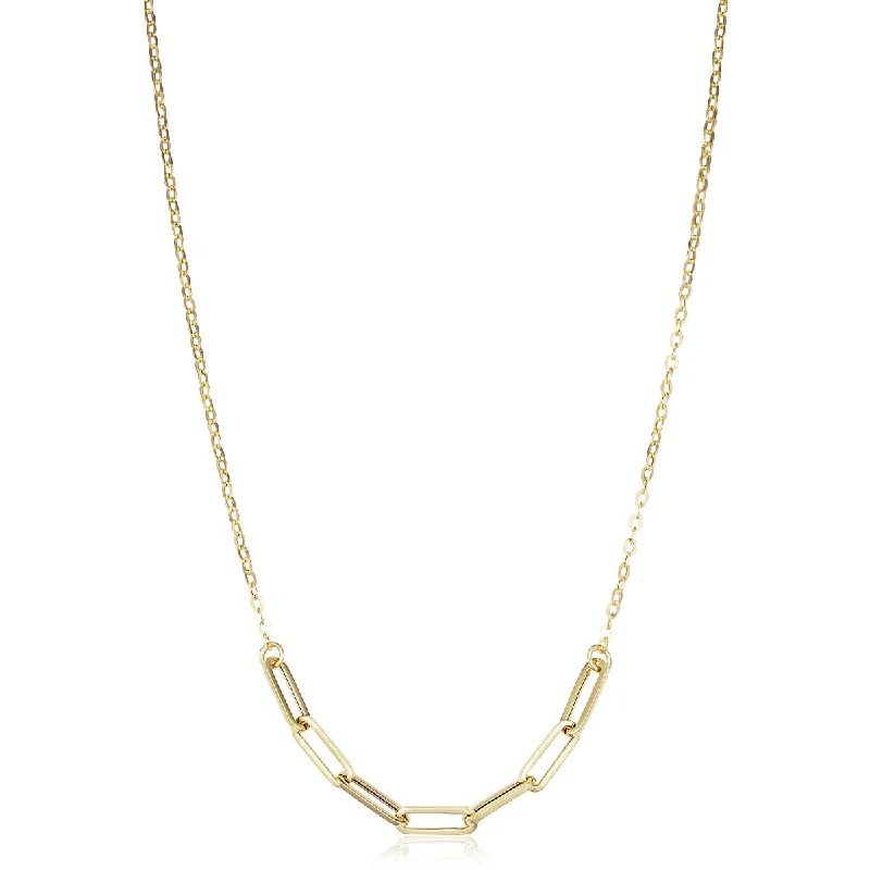 Ladies luxury diamond necklaces-10KT Yellow Gold 18-inch 3.2MM Fashion Paperclip Necklace