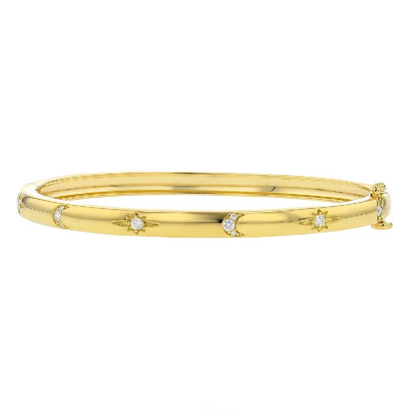 Ladies luxury bangles-Moon and Star Diamond Bangle