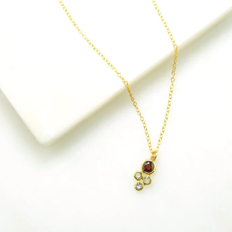 Ladies flower pendant necklaces-Tiny Cluster Birthstone Necklace for Mom : Available in All Birthstones