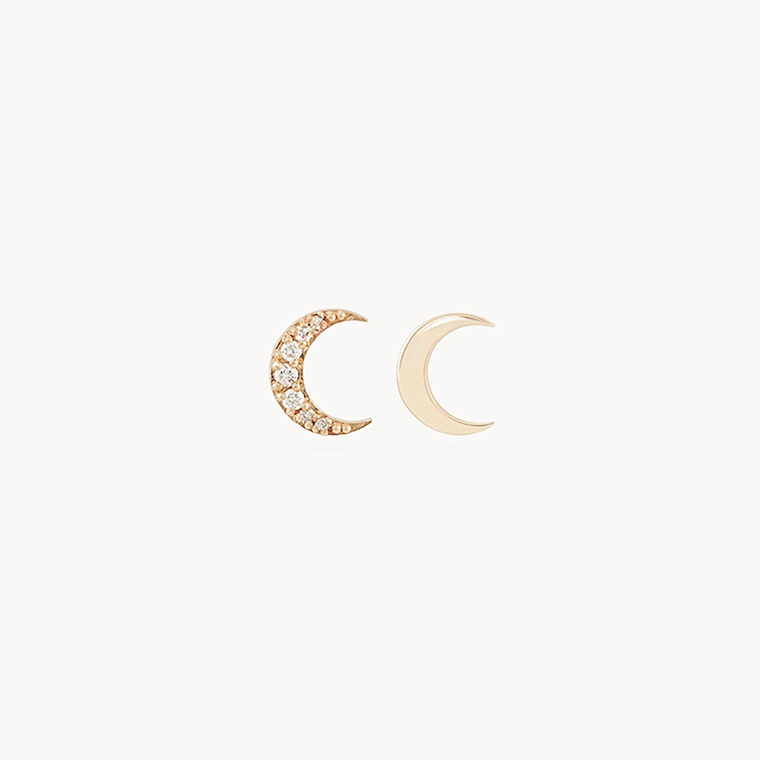 Ladies twisted hoop earrings-Lunar moon phase pair earring  - 14k yellow gold