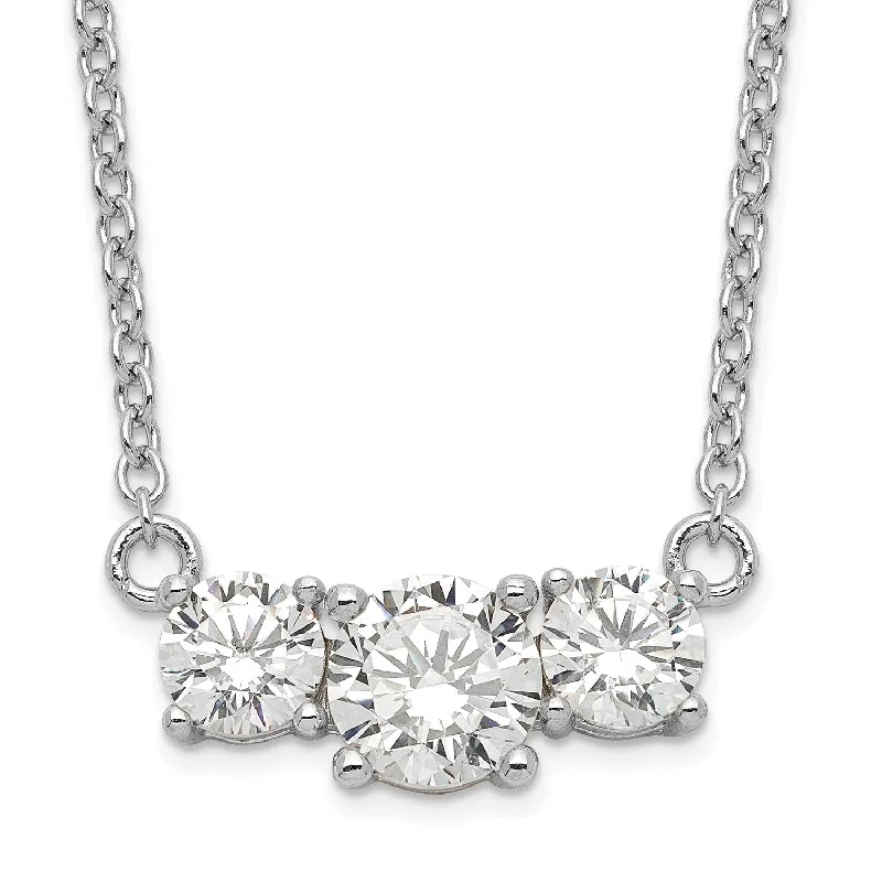 Ladies anniversary necklaces-Sterling Silver Cubic Zirconia 16.5-inch Lobster Clasp Necklace