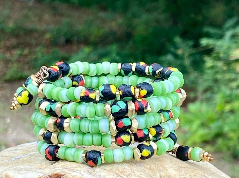 Ladies boho bracelets-Rasta Colors Bangle