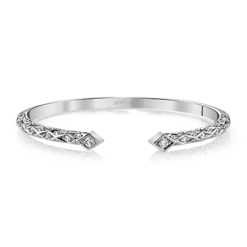 Ladies elastic bracelets-Criss Cross Artisan Pave Diamond Bangle