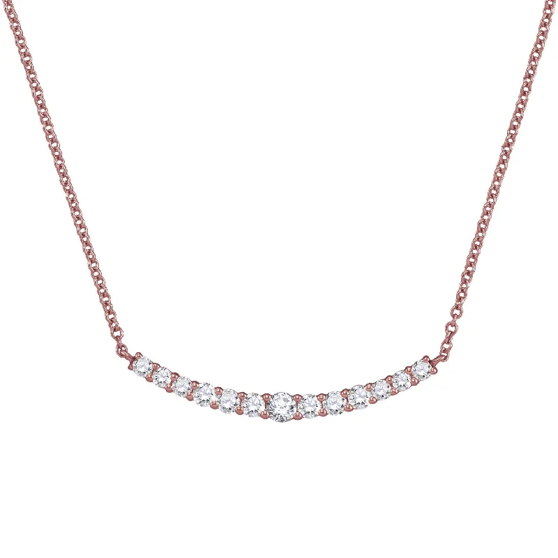 Ladies heart pendant necklaces-Signature EcoLove 1/2 CTW Lab Grown Diamond 18-inch Necklace in 14KT Rose Gold