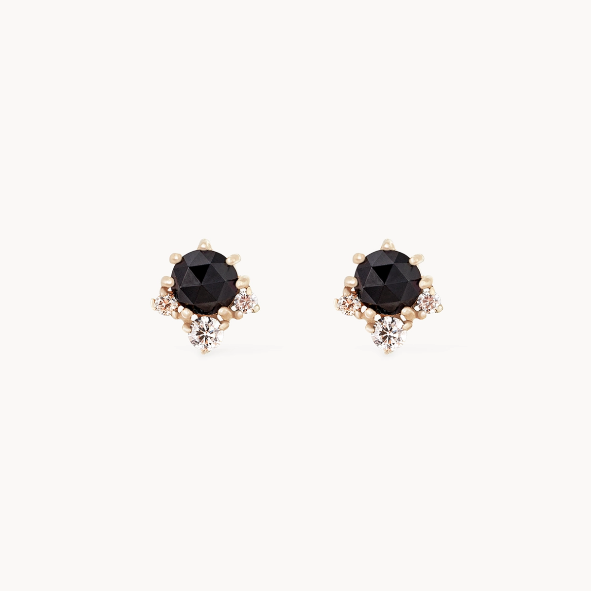 Ladies emerald earrings-full moon glow diamond black onyx earring - 14k yellow gold, black onyx, diamonds