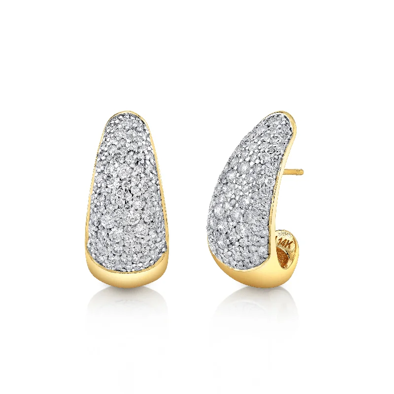 Ladies gemstone earrings-Large Pavé Diamond Tusk Earrings