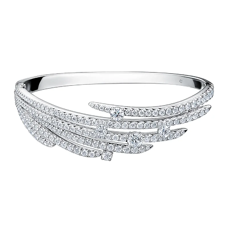 Ladies cuff bangles-Vela French Cut Pave Bangle