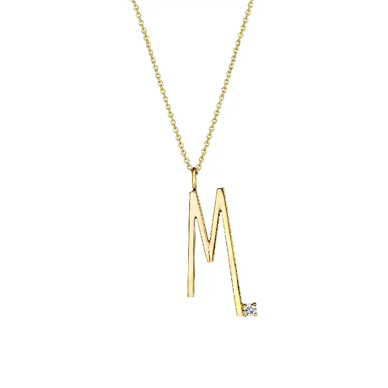 Ladies personalized necklaces-Type Letter M Pendant Necklace