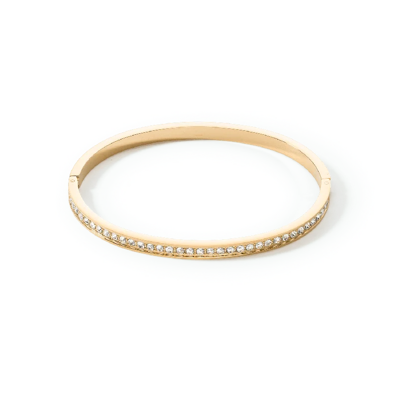 Ladies engraved bangles-Coeur De Lion Gold and White Crystal Bangle