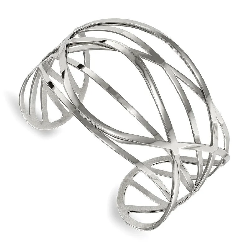 Ladies fancy bracelets-Stainless Steel Polished Cuff Bangle