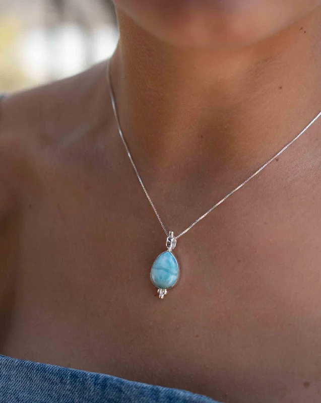 Ladies chunky necklaces-Olivia Larimar, Labradorite and Moonstone Tear Drop Necklace ~ Sterling Silver ~ MP006