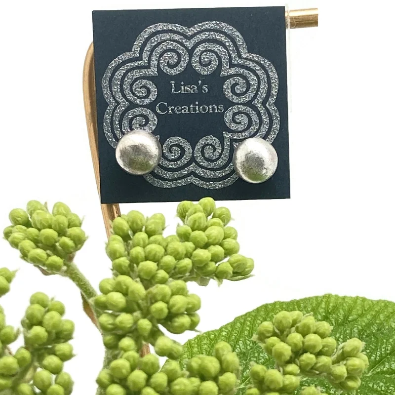 Ladies boho earrings-Silver Pebble Post Earrings