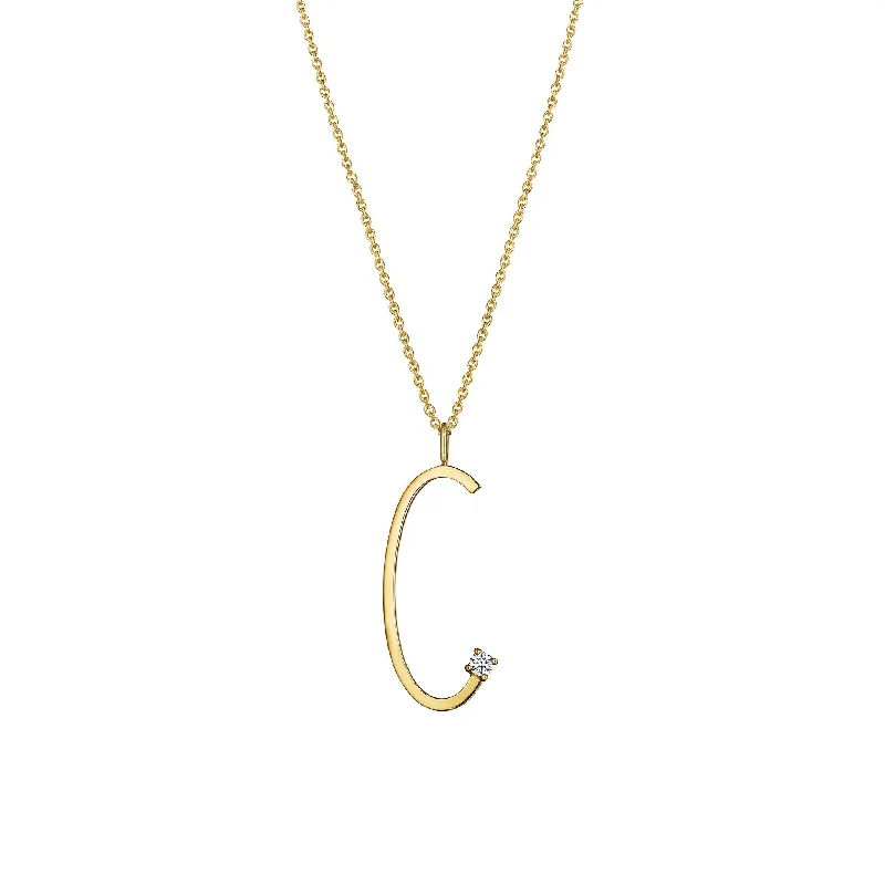 Ladies gold pendant necklaces-Type Letter C Pendant Necklace