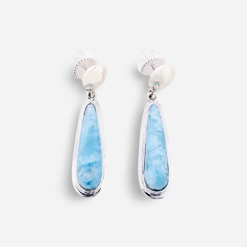 Ladies romantic earrings-Larimar Earrings Grecil