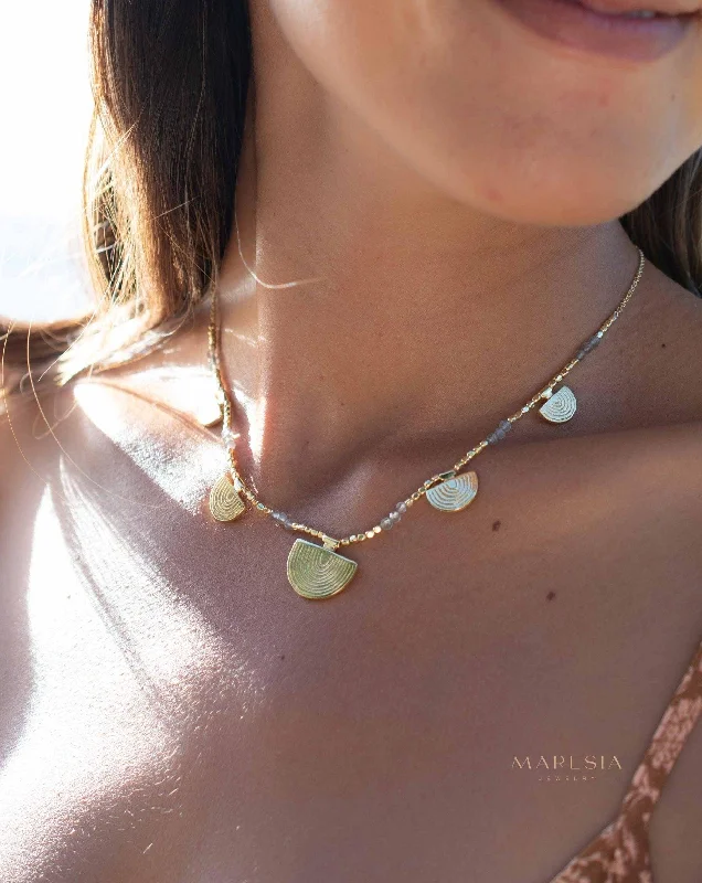 Ladies simple necklaces-Labradorite Necklace ~ Gold Plated 18k ~ MN139