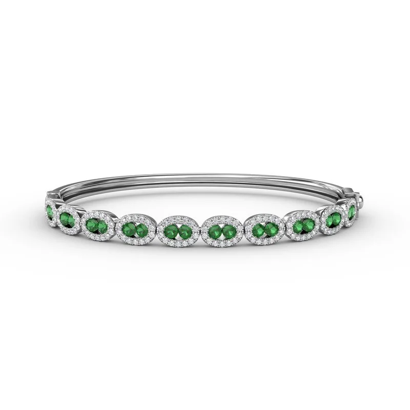 Ladies bohemian bangles-Whimsical Emerald & Diamond Bangle BB1547E