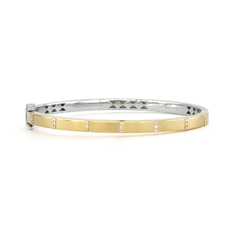 Ladies modern bangles-Mixed Metal Plain Diamond Bangle