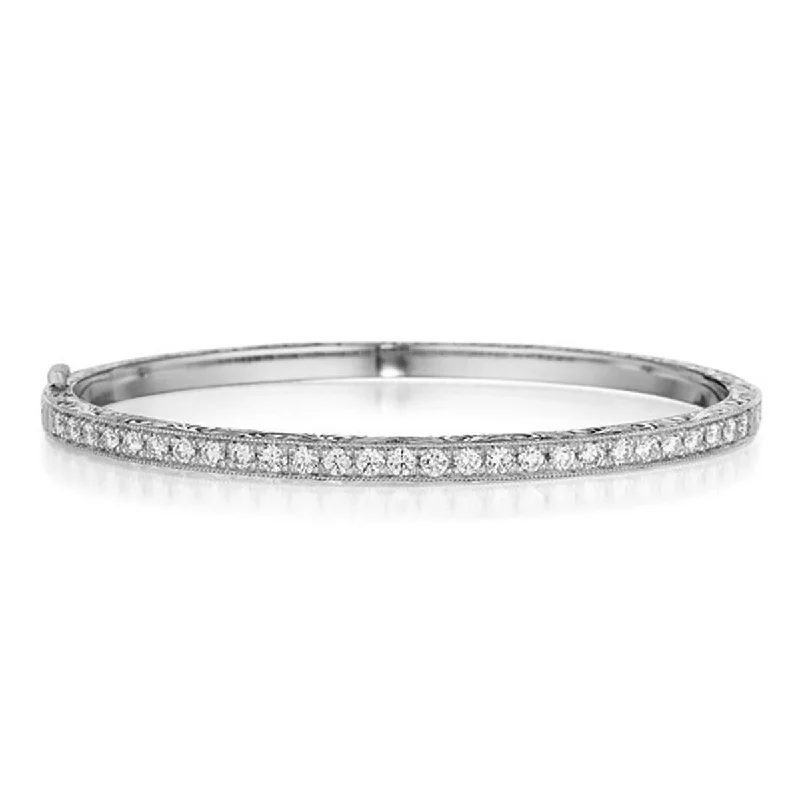 Ladies leather bracelets-Diamond Pave Bangle