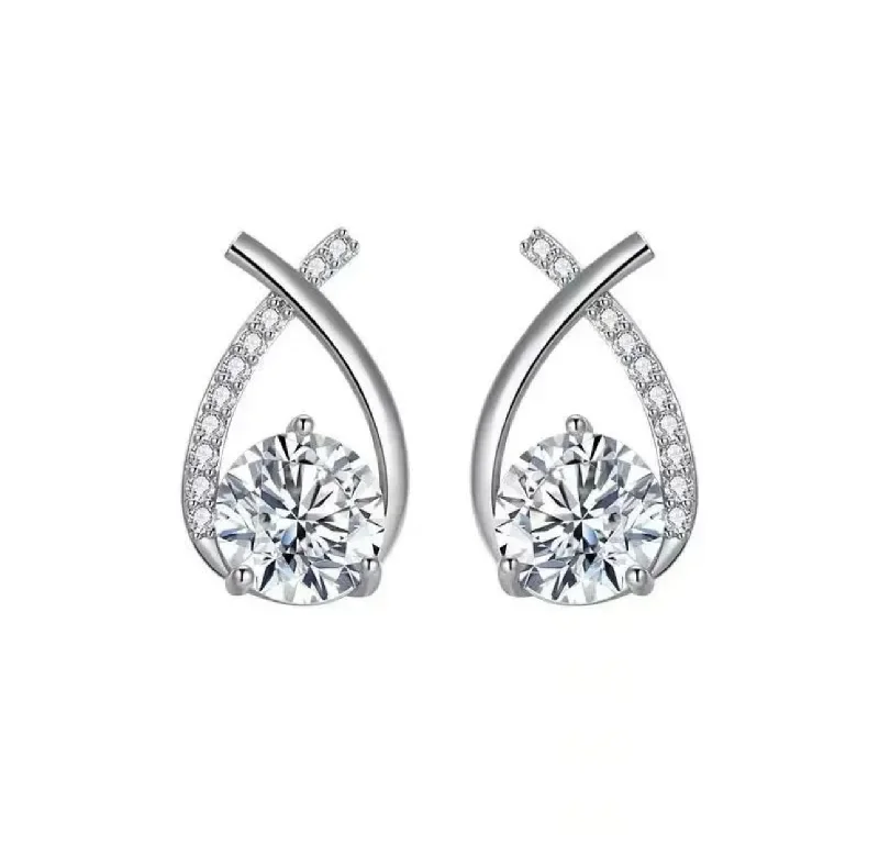 Ladies elegant earrings-ZARA SILVER - Sterling Silver Zircon Earrings