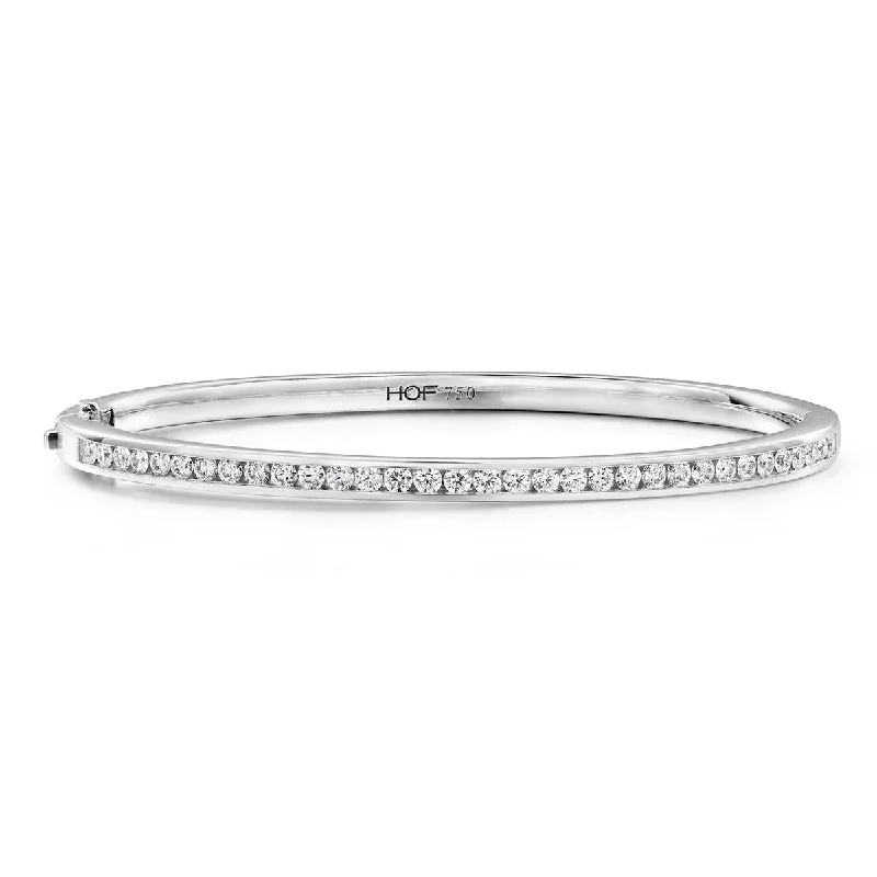 Ladies gemstone cuff bracelets-HOF Classic Channel Set Diamond Bangle