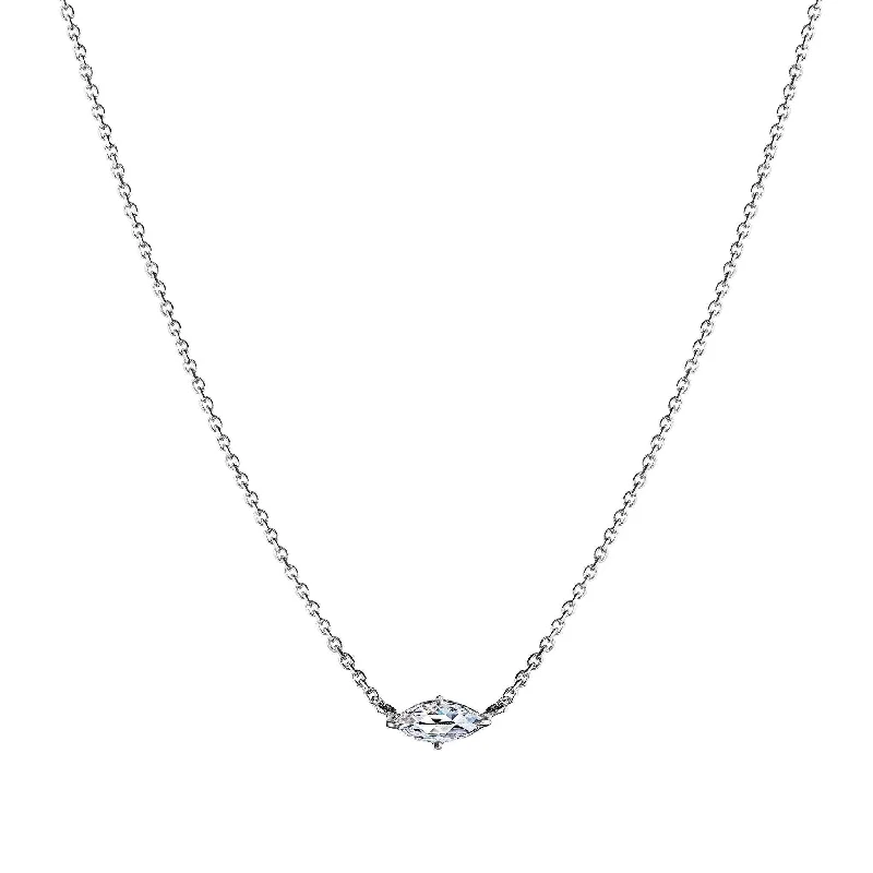 Ladies blue gemstone necklaces-Rose Cut Marquise Diamond Solitaire Necklace