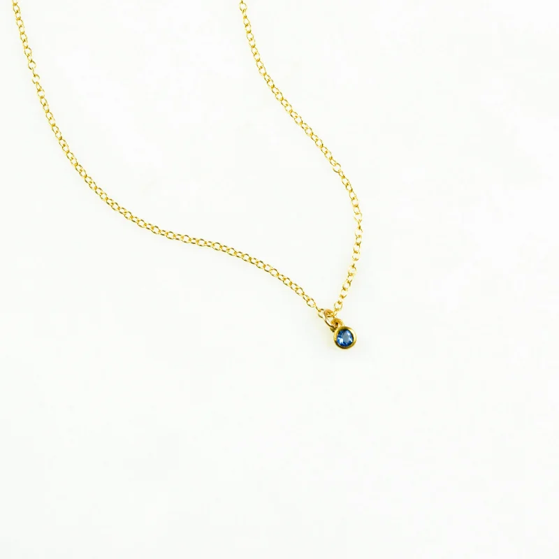 Ladies silver necklaces-Tiny Birthstone Pendant Necklace : Available in All Birthstones