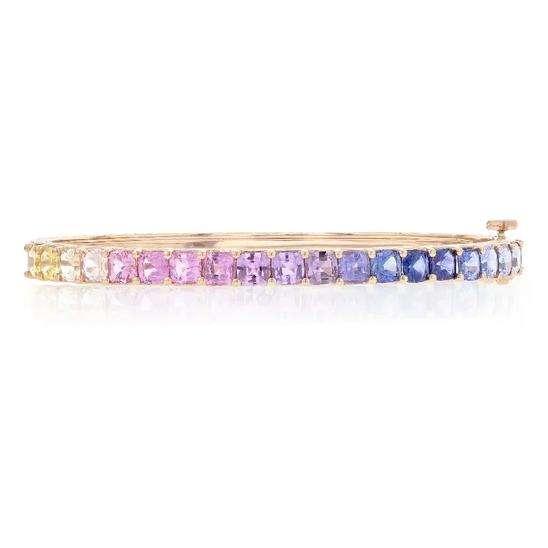 Ladies engraved bangles with name-Rainbow Sapphire Bangle